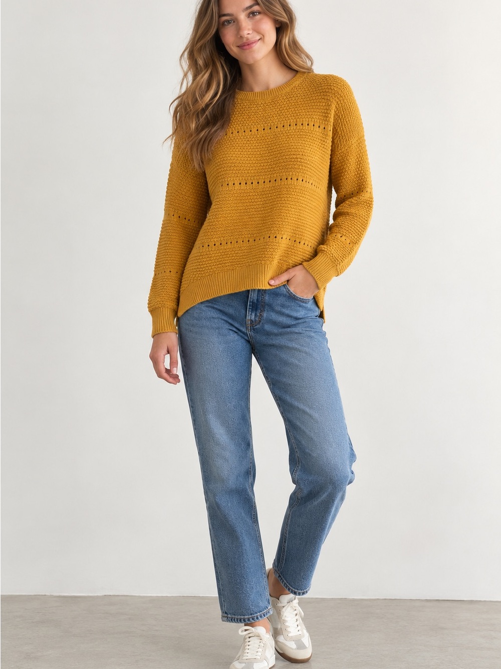 Old Navy Mustard Yellow Textured Knit Sweater Size XL (14–16) - Picture 4 of 4